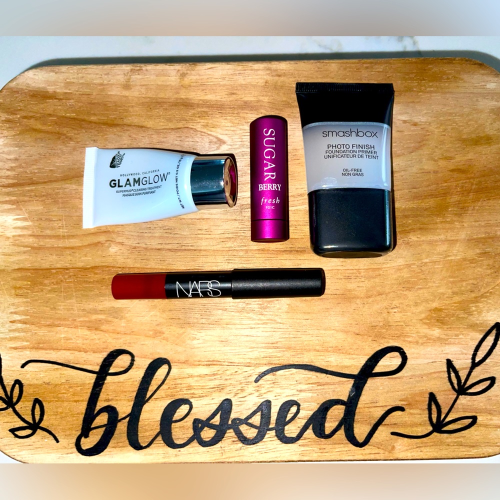 Face Makeup Bundle- Photo Finish, Glam Glow, NARS, Sugar Tinted Lip Treatment